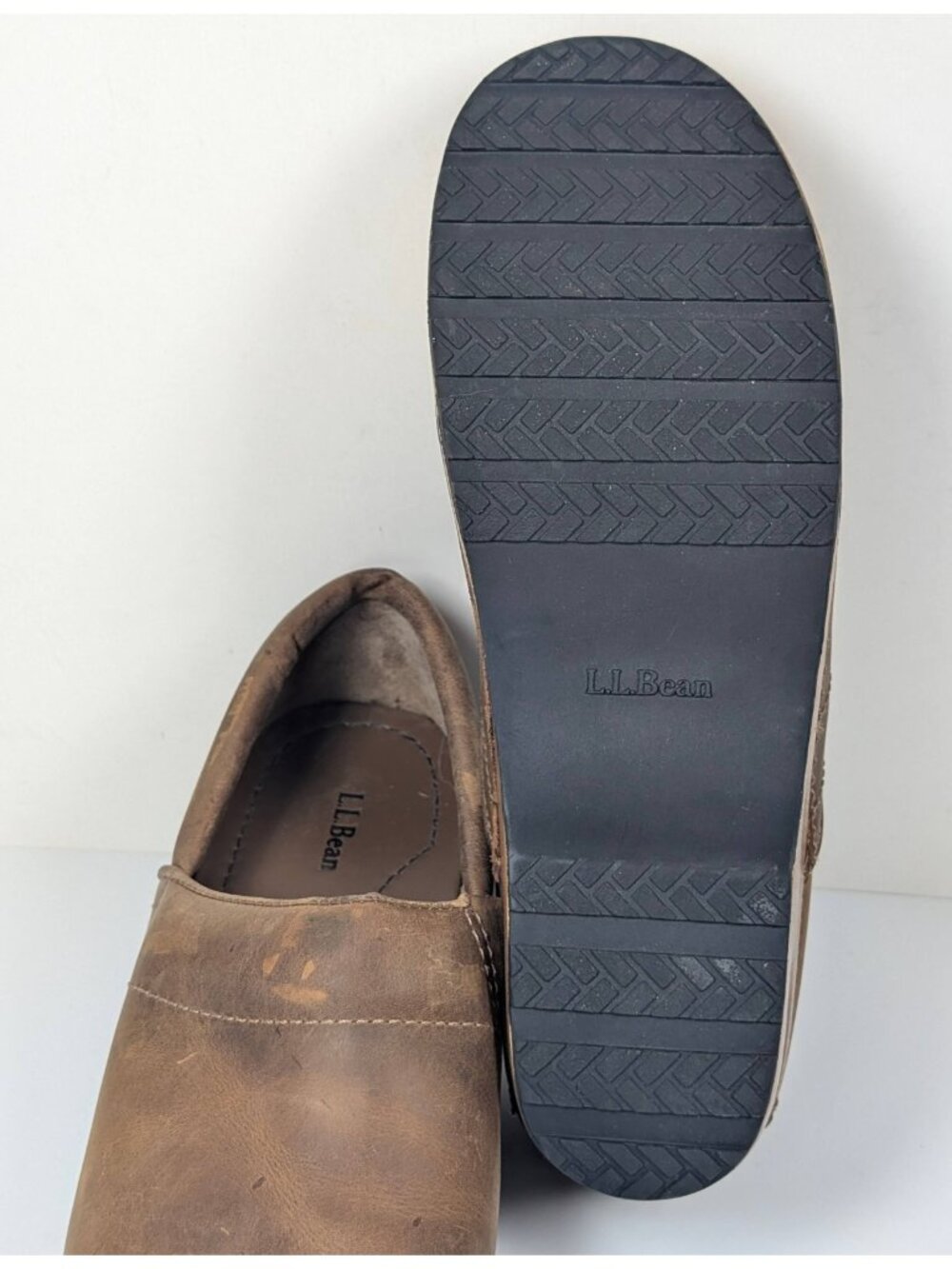 LL Bean Clogs Womens Size 10 Slip On  Round Toe Brown Leather Comfort Mules Shoe - Picture 6 of 7